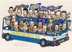 A IDENTIFIER - REPRODUCTION DE CARICATURES DE LEICESTER CITY FOOTBALL CLUB - BLUE ARMY - - Autógrafos