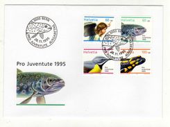Enveloppe HELVETIA SUISSE 1er Jour Oblitération 3000 BERN PRO JUVENTUTE 28/11/1995 - Storia Postale