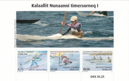 Greenland MNH 2016 Souvenir Sheet Of 3 Skiing, Kayakers - Sports - Ungebraucht