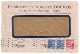 TUNISIE 1942 - LETTRE AVEC AFFRANCHISSEMENT COMPOSÉ À 1F50 OMEC TUNIS ENTETE AUGUSTE DUCROS (POUR LA FRANCE?) - Lettres & Documents