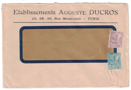 TUNISIE 1947 - LETTRE AVEC AFFRANCHISSEMENT COMPOSÉ À 4F50 OMEC TUNIS ENTETE AUGUSTE DUCROS (POUR LA FRANCE?) - Covers & Documents