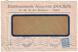 TUNISIE 1948 - TIMBRE SEUL SUR LETTRE AVEC AFFRANCHISSEMENT À 4F50 OMEC TUNIS ENTETE AUGUSTE DUCROS (POUR LA FRANCE?) - Lettres & Documents