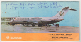 CYPRUS TURQUIE,TURKEI TURKEY CYPRUS TURKISH AIRLINES 1979-1980 WINTER TIMETABLE - Tijdstabellen