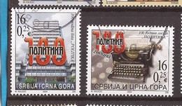 2004  3171-72  ZEITUNG POLITIKA JUGOSLAVIJA JUGOSLAWIEN SERBIEN SRBIJA MONTENEGRO CRNA GORA USED - Used Stamps