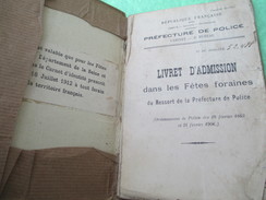Livret D'admission Dans Les Fêtes Foraines/Préfecture De Police/Paris/Stand De Tir/1925    AEC59 - Unclassified
