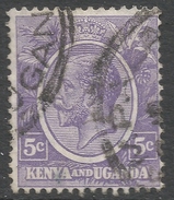 Kenya & Uganda. 1922-27 KGV. 5c Violet Used. SG77 - Kenya & Ouganda