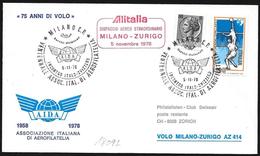 Italia/Italie/Italy: Dispaccio Aereo Milano-Zurigo, Dispatch Airplane Milan-Zurich, Régulateur De Vol Milan- Zurich - Airmail