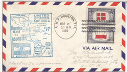 ESTADOS UNIDOS 1950 FIRST FLIGHT FAM 34 HOUSTON ASUNCION PARAGUAY BANDERA AL DORSO LLEGADA - Paraguay
