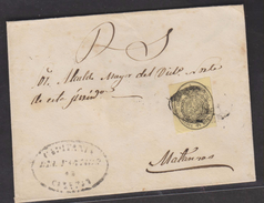 O) 1858 CUBA-CARIBE, SPAIN OCCUPATION - CORREO OFICIAL- OFFICIAL MAIL, 1/2 ONZA, TO MATANZAS, XF - Prephilately