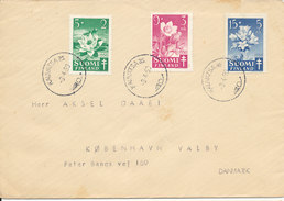 Finland Cover Sent To Denmark 3-4-1950 With Complete Set TUBERCULOSE Stamps - Covers & Documents