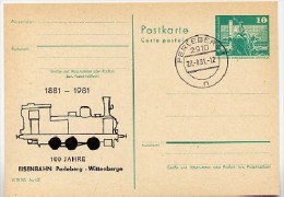 DDR P79-34-81 C166 Postkarte ZUDRUCK 100 J. Eisenbahn Perleberg-Wittenberge Stpl. 1981 - Private Postcards - Used