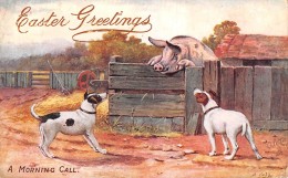 CPA Fantaisie - Easter Greetings Pâques - A Morning Call - Porc Cochon Chiens - Tuck - Ostern