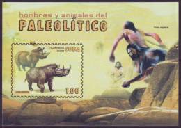 2008.243 CUBA 2008 SPECIAL SHEET. HOMBRE Y ANIMALES DEL PELEOLITICO. ARCHEOLOGY PALEONTOLOGY - Unused Stamps