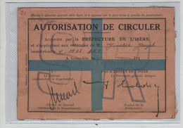 Autorisation De Circuler   Grenoble Dolomieu 1940 Guicherd - Andere & Zonder Classificatie