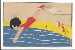 16609 - Le Plongeoir Fille Carte Collage - Nuoto