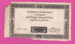 ASSIGNAT De 25 LIVRES Loi Du 6 Juin 1793 L'An 2 - Assignate