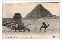 EGYPTE  - LE SPHINX  ET LA GRANDE  PYRAMIDE  SUPER ETAT - Sphinx