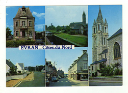 Cpm EVRAN L ' Hôtel De Ville L ' Ecluse Et Le Canal D' Ille Et Rance Le Lotissement Le Centre L ' Eglise - Evran