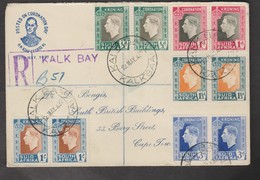 O) 1937 SOUTH AFRICA, CORONATION- KING  GEORGE VI, MULTIPLE COVER REGISTERED XF- FROM KALK BAY - Luftpost