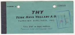 TURQUIE,TURKEI,TURKEY,TURKISH AIRLINES  TICKET - Biglietti