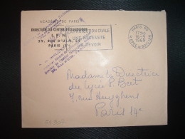 LETTRE OBL.MEC.16-9-1969 PARIS 05 + ACADEMIE DE PARIS DIRECTION DU CENTRE PEDAGOGIQUE I.P.N. - Frankobriefe