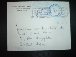 LETTRE OBL.MEC.19-9-1969 PARIS 20 + LYCEE MAURICE RAVEL - Civil Frank Covers