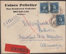 Belgique Mars 1936. Lettre Par Exprès Pour Francfort. COB 320, 1.75 F Képi X 3. Verso, Ambulant Cologne - Herbesthal - 1931-1934 Kepi