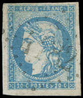 44Ac 20c. Bleu Clair, T I, R I, Obl. GC 4182, TTB - Autres & Non Classés