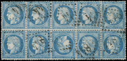 T37c 20c. Bleu, TETE BECHE Dans Un BLOC De 10 Obl. GC 844, TTB - Sonstige & Ohne Zuordnung