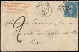 22   20c. Bleu, Obl. GC 972 S. Env., Càd T16 LA CHATRE 15/10/75, "affrt Insuff." Et Taxe 2, Utilis. Tardive De Ce - Sonstige & Ohne Zuordnung