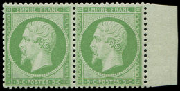 20    5c. Vert, PAIRE Bdf, Excellent Centrage, 1 Point D'adh. S. Chaque, TTB - Autres & Non Classés