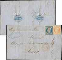 14A  20c. Bleu, T I + N°16 40c. Orange, Obl. PC ROUGE 1495 S. LAC, Càd Rouge BUREAU MARITIME/LE HAVRE 23/8/54 - Other & Unclassified