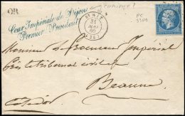 14A  20c. Bleu, T I, Obl. PC 3309 S. LAC De Dijon, Càd T15 ST WIT 31/5/60, Griffe BLEUE "Cour Impériale De - Other & Unclassified