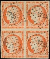 5    40c. Orange, BLOC De 4 Obl. PC 3725, Petit Coup De Ciseaux à Dr. S. 1cm Hors Timbres, Superbe - Autres & Non Classés