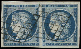 4    25c. Bleu, PAIRE Obl. GRILLE, TTB - Autres & Non Classés