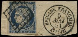 4    25c. Bleu, Touché, Obl. GRILLE S. Fragt, Càd BRIGADE FRANCAISE/ITALIE 5/2/51, Frappes TB, R - Andere & Zonder Classificatie