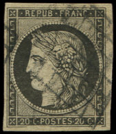 3c   20c. GRIS NOIR, Obl. GRILLE, TB. J - Other & Unclassified