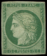 2b   15c. Vert FONCE, Quelques Points Clairs, B/TB - Altri & Non Classificati