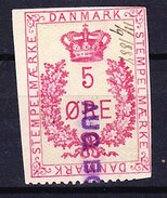 DANEMARK FISCAUX - STEMPELMAERKE 5 ORE ROUGE 11-09-1884 - Revenue Stamps