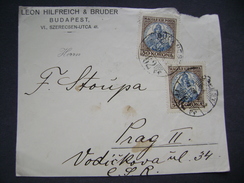 Envelope Clipping Ca 1921, Leon Hilfreich & Bruder Budapest, 2x Stamp Madonna With Crown 50 Korona Mi 322 - Storia Postale