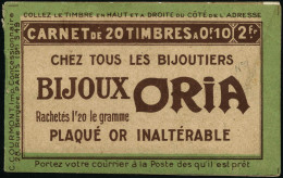 N°9 Carnet De 20, Sans Pub S/bandelettes Série S49, Couverture ORIA - TB - Other & Unclassified