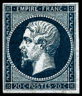 N°14B 20c Bleu, Type II Signé Brun Et Roumet - TB - 1853-1860 Napoléon III.