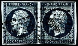 N°14Ad 20c Bleu S/vert, Paire Signé Brun - TB - 1853-1860 Napoleone III