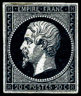 N°14Ab 20c Bleu-noir, Type I Signé JF Brun - TB - 1853-1860 Napoleon III