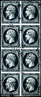 N°14A 20c Bleu, Type I Bloc De 8, Infime Pelurage Sur 1 Ex - B - 1853-1860 Napoleon III