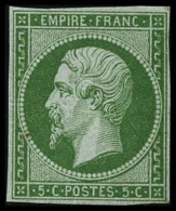 N°12a 5c Vert Jaune, Petites Marges - B - 1853-1860 Napoleon III