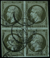 N°11 1c Olive, Bloc De 4 Au Filet En Haut - B - 1853-1860 Napoléon III.