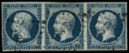 N°10 25c Bleu, Bande De 3 - TB - 1852 Louis-Napoléon
