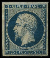 N°10 25c Bleu, Infime Froissure De Gomme, Signé Calves - TB - 1852 Louis-Napoléon