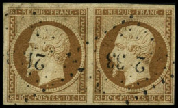 N°9 10c Bistre, Paire Signé Brun Et Roumet - TB - 1852 Luigi-Napoleone